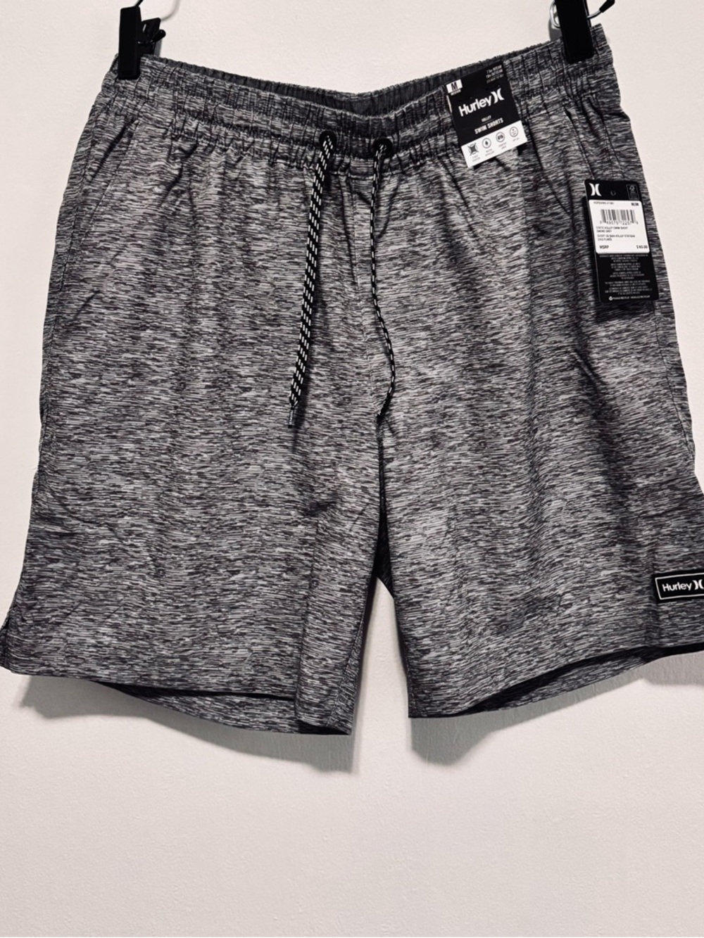 Hurley Men's Heather Gray Athletic Shorts with Drawstring